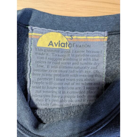 Aviator Nation Blue Multicolor Lightning Bolt Sweatshirt Womens Small Striped - Picture 7 of 8